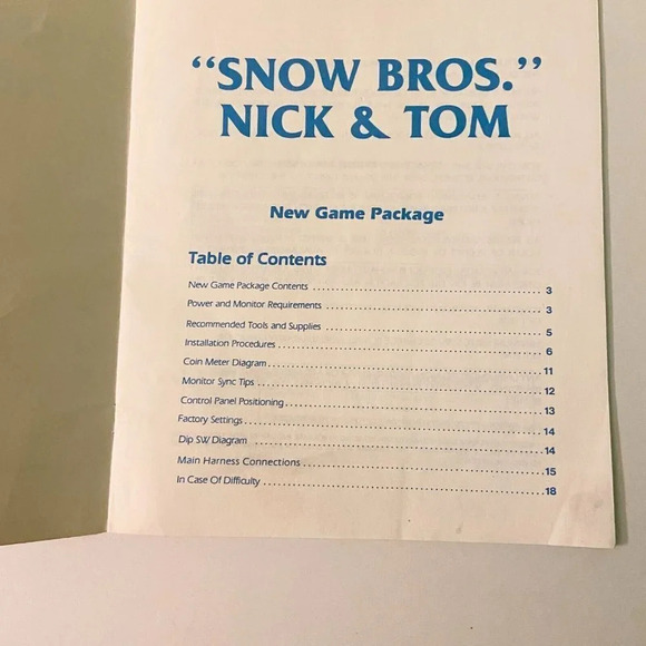 Vintage Snow Bros Nick and  Tom Romstar Inc Instruction Arcade Game Manual - Picture 5 of 16